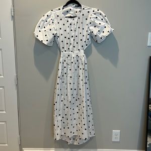boohoo polka dot open back midaxi dress